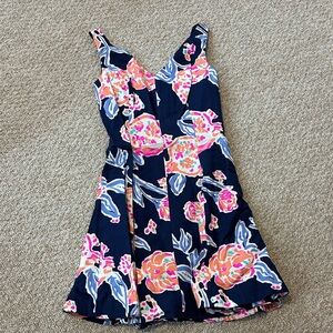 Lilly Pulitzer Dark Blue Dress with Colorful Floral Design